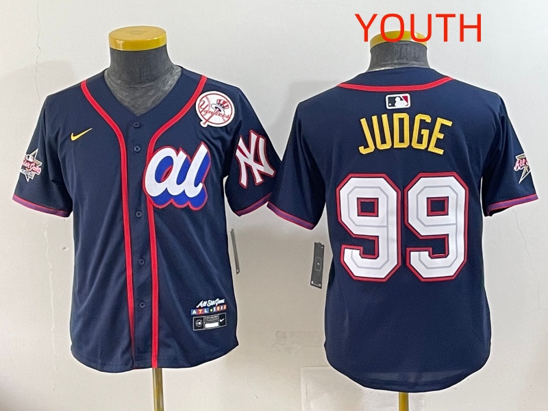 Youth 2025 New York Yankees #99 Judge Drak Blue All star Blank Blue Nike MLB Jersey style 5